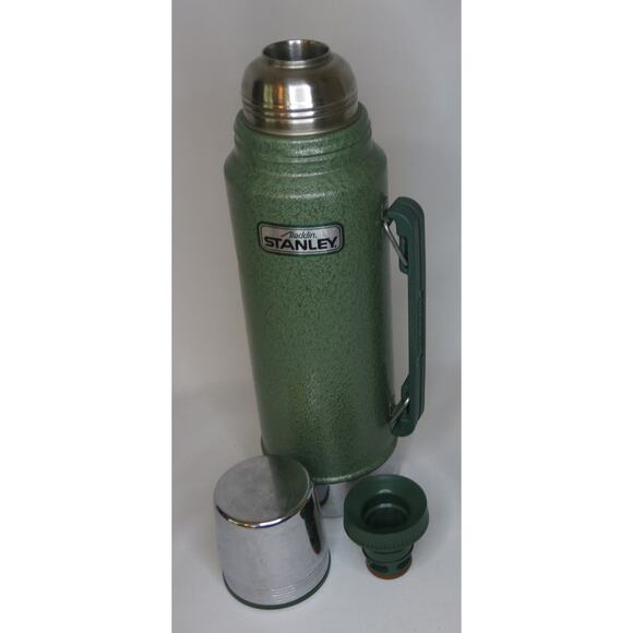 Aladdin STANLEY THERMOS Green Handle A-944DH Quart Stainless Steel Water Bottle - Picture 2 of 13